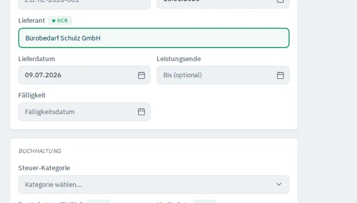 Texterkennung liest den Beleg aus